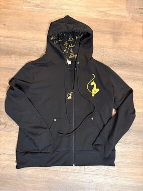 Vintage Baby Phat Full Zip Hoodie Black Gold Cat Logo Size 1X